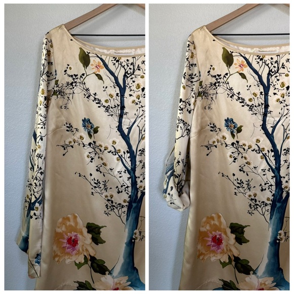 SOFT SURROUNDINGS VTG NEW M Kyoto 100% Silk Tunic • Cherry Blossom Tree Japan - Picture 6 of 15